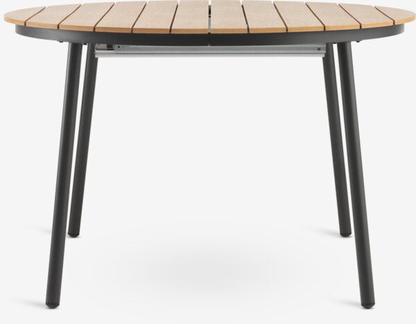 AKTIVEN L118/168 tafel naturel + 4 HAGLEBU stoelen zwart