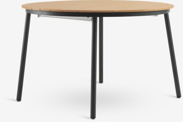 AKTIVEN L118/168 tafel naturel + 4 HAGLEBU stoelen zwart