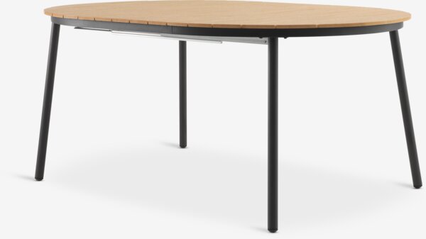 AKTIVEN L118/168 tafel naturel + 4 HAGLEBU stoelen zwart