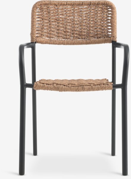 HOBRO L70 bord grå + 2 ORKANGER stol natur