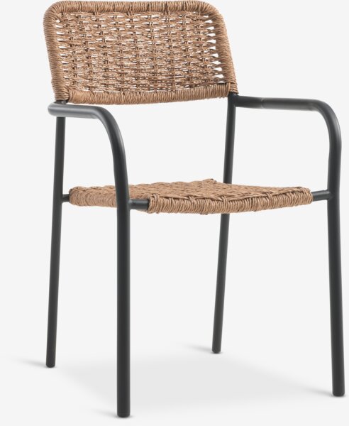 HOBRO L70 bord grå + 2 ORKANGER stol natur