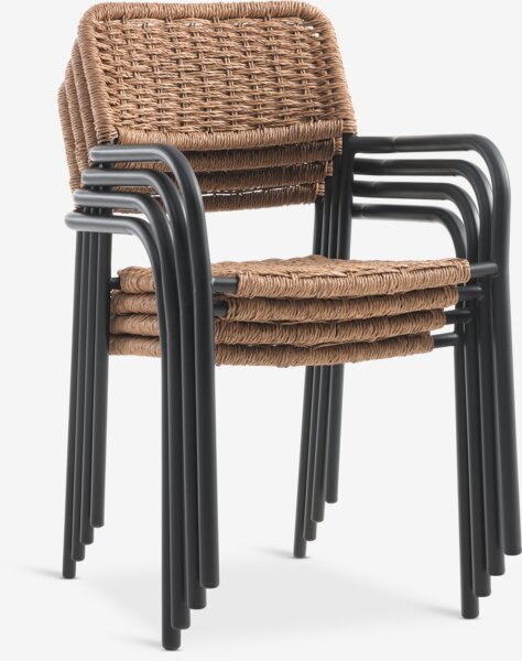 HOBRO L70 bord grå + 2 ORKANGER stol natur