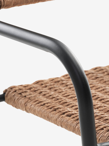 HOBRO L70 bord grå + 2 ORKANGER stol natur