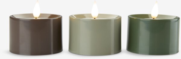 LED fyrfadslys BYSVALE Ø8xH8cm assorteret