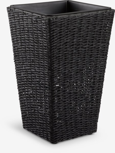 Tusco Cosmopolitan Fioriera Rotonda In Plastica Effetto Ceramica, 81,3 Cm, Nero, Resistente UV E Intemperie