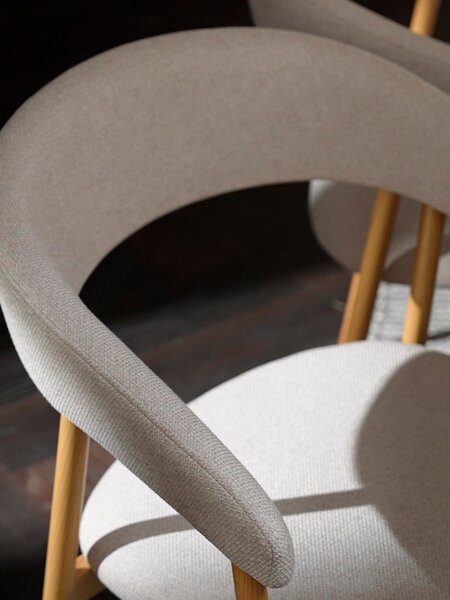 Dining chair EJSING beige fabric/natural oak colour