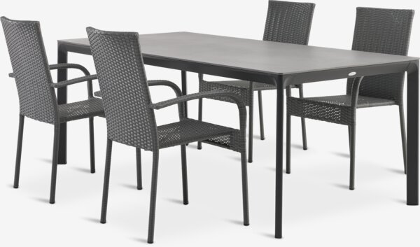 KUMLA L200 table + 4 GUDHJEM chaises gris