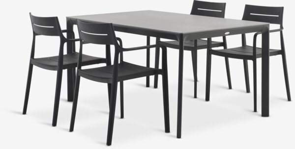 KUMLA Μ150 τραπέζι γκρι + 4 INGSTRUP καρέκλα μαύρο