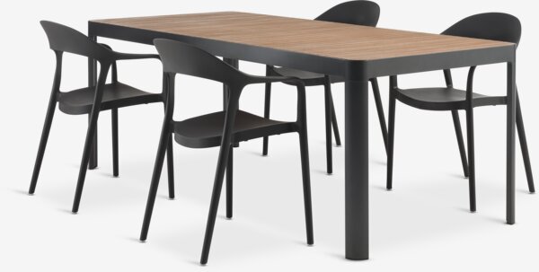 SIRDAL L211 bord hardtre + 4 NANNESTAD stol