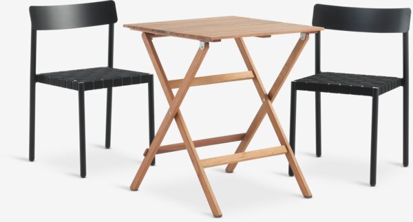 Стіл VRAADAL д.62см хардвуд + 2 Стільці HAGLEBU чорний