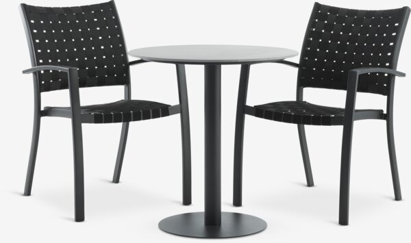 VAMDRUP Ø70 stůl šedá +2 GLOMFJORD židle černá