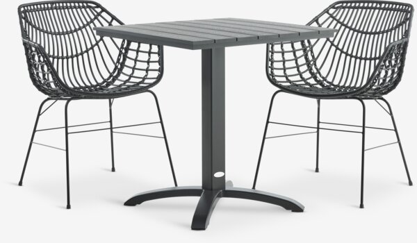 HOBRO D70 stůl + 2 ILDERHUSE židle černá