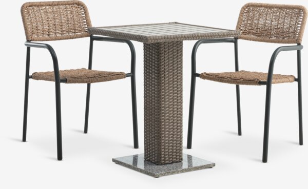 THY L60 bord + 2 ORKANGER stol natur