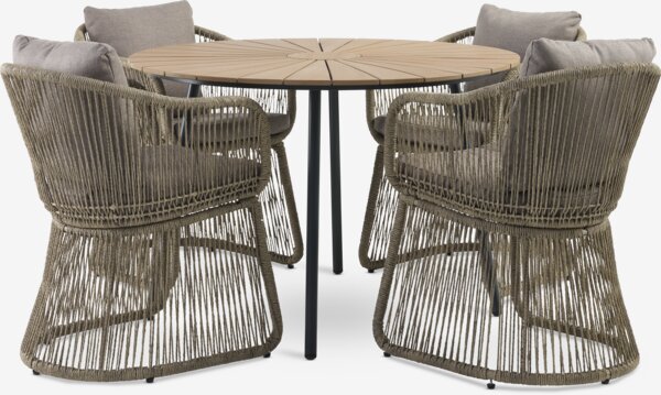 RANGSTRUP Ø110 table + STORDALEN chaises naturel
