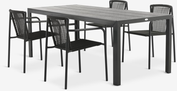 MADERUP D205 stol crna + 4 KRISTIANSTAD stolice zelena