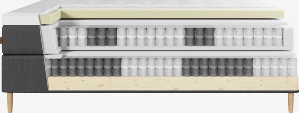 Kontinentalseng 120x200 HEMLA + BRYA grå-40 Myk