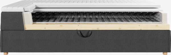 Letto boxspring 140x200 SKAUMA + FLYA Grigio-40 Molto rigido