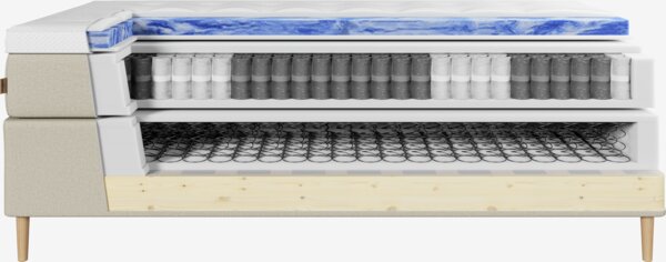 Kontinentalsäng 90x200 cm TEVLA + VOLA Sand-91 Mjuk