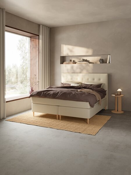 Sommier tapissier 90x200 HEMLA + TOSEN Sable-91 Moyen