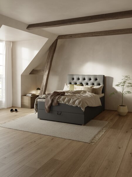 Boxspring 120x200 HOLMELVA + KOLA grijs-40 heel stevig
