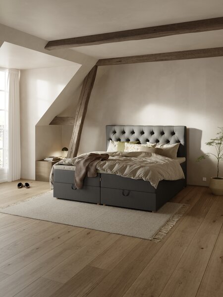 Pat continental 160x200 HOLMELVA+EKSO Gri-40 foarte tare