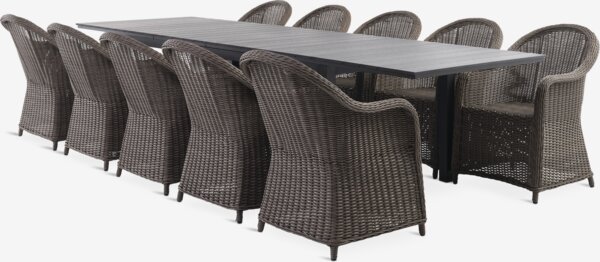 VATTRUP L206/321 bord svart +4 GAMMELBY stol grå