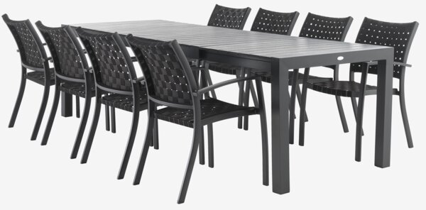 HESTEHAVE D205/275 stół + 4 GLOMFJORD krzesło czarny