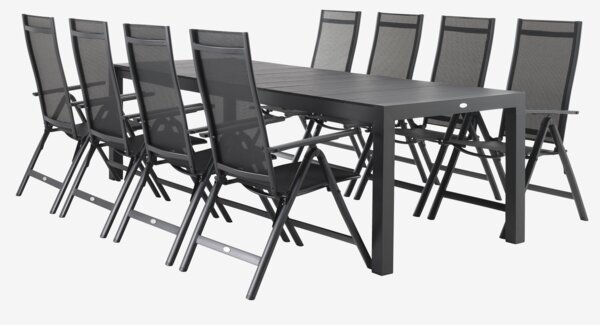 TYDAL L208/272 tafel + 4 LOMMA stoelen zwart