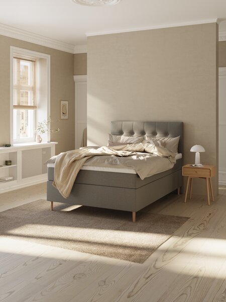 Boxspring krevet 140x200 cm TYRIA + FLYA siva-23 srednje tvr