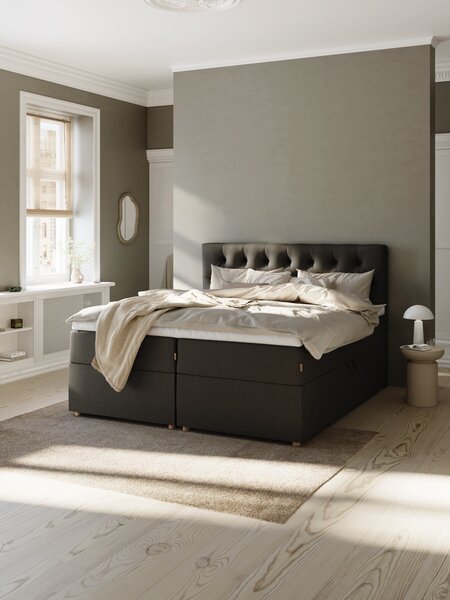 Kontinentalseng 160x200 TYSLA + KOLA grå-40 Fast