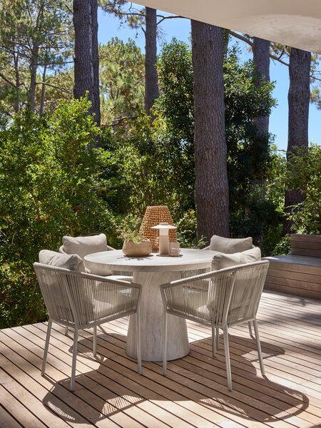 Стіл SKARSLIA д.110см травертин + 4 Стільці GILJA бежевий