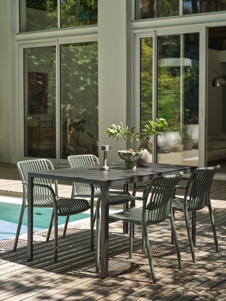 JERSORE D140 stol crna + 4 NABBEN stolice maslinasto zelena