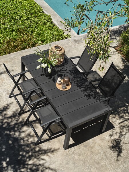 TYDAL L208/272 tafel + 4 LOMMA stoelen zwart