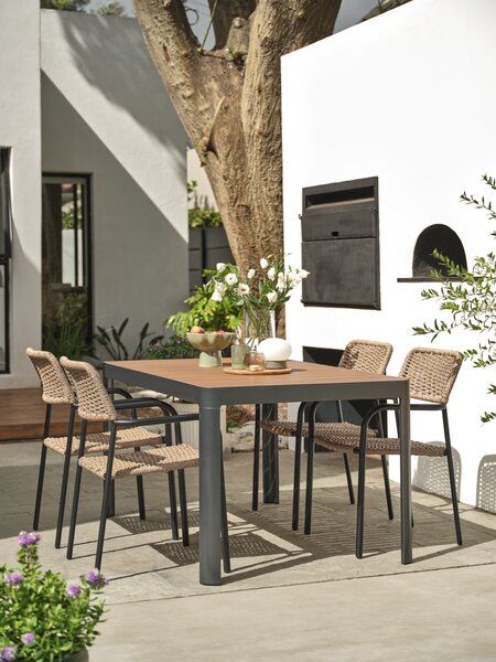 SIRDAL L149 Tisch Hartholz + 4 ORKANGER Stuhl natur