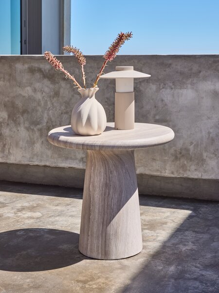 Piedistallo FUGLEKONGE Ø50xH48 cm effetto travertino