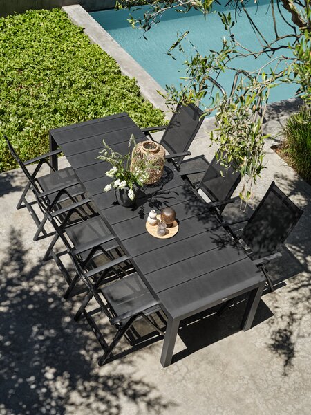 TYDAL L208/272 tafel + 4 LOMMA stoelen zwart