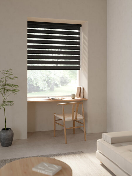 Rullegardin Duo ALSTEN 90x210cm m/kassette sort