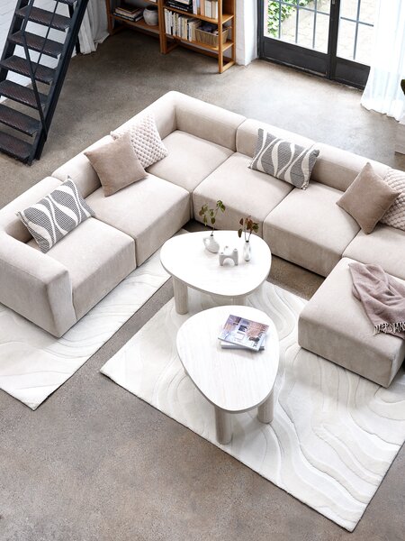 Sofamodul SKEJBY Chaiselongue/Pouf Stoff beige