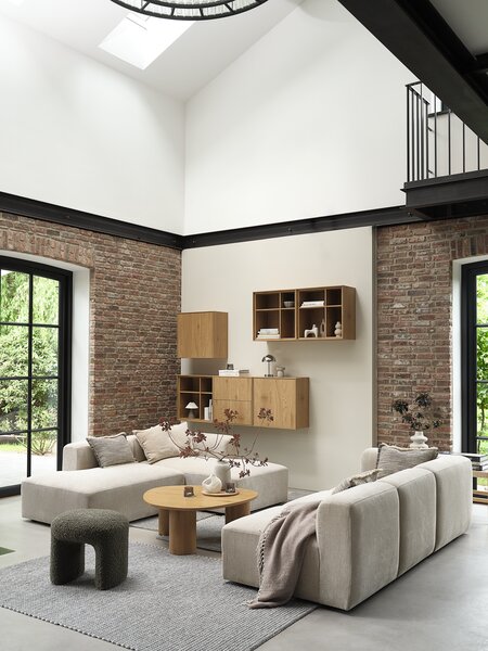 Sofamodul SKEJBY Chaiselongue/Pouf Stoff beige