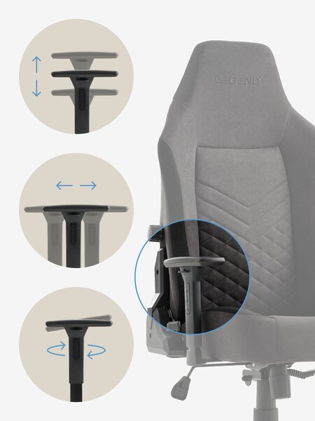 Геймърски стол ABILDAA антрацитно сив текстил