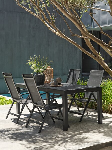 TYDAL L208/272 tafel + 4 LOMMA stoelen zwart