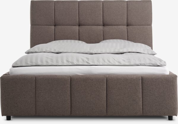 Bed frame VEMMELEV w/storage Double dark sand fabric