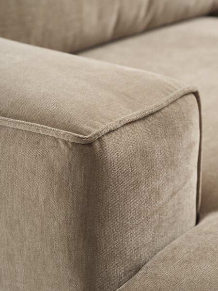Soffa BRUND schäslong vänster ljus kaki tyg