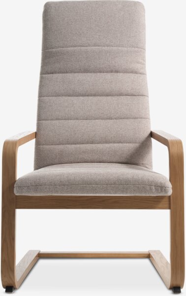 Armchair KNUDBY beige fabric/natural oak colour