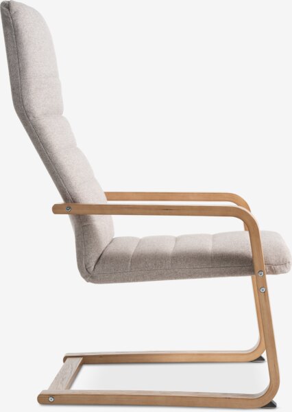Armchair KNUDBY beige fabric/natural oak colour