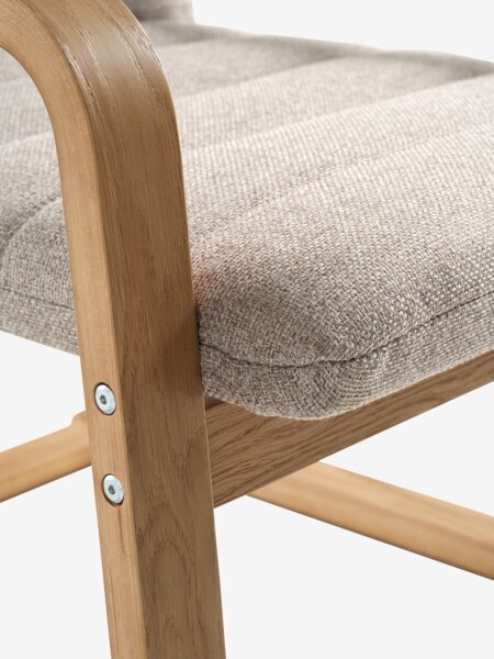 Armchair KNUDBY beige fabric/natural oak colour