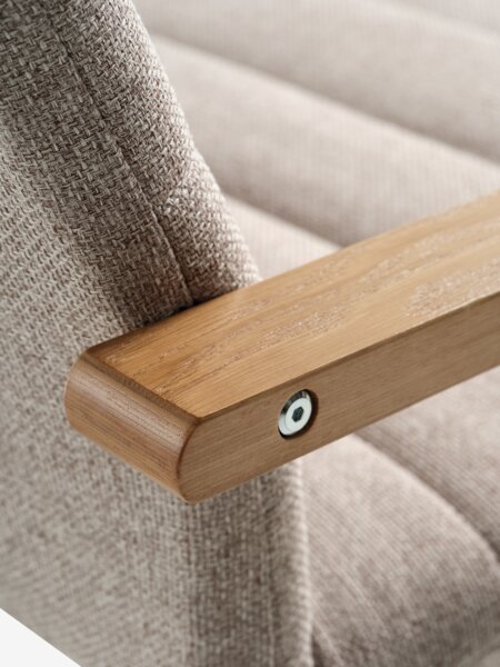 Armchair KNUDBY beige fabric/natural oak colour