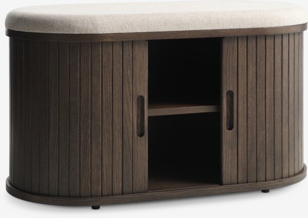 Benk LYNGVIG sjalusidører beige/mørk eik