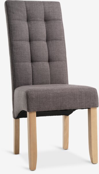 Dining chair BJERREBY grey fabric/natural oak colour