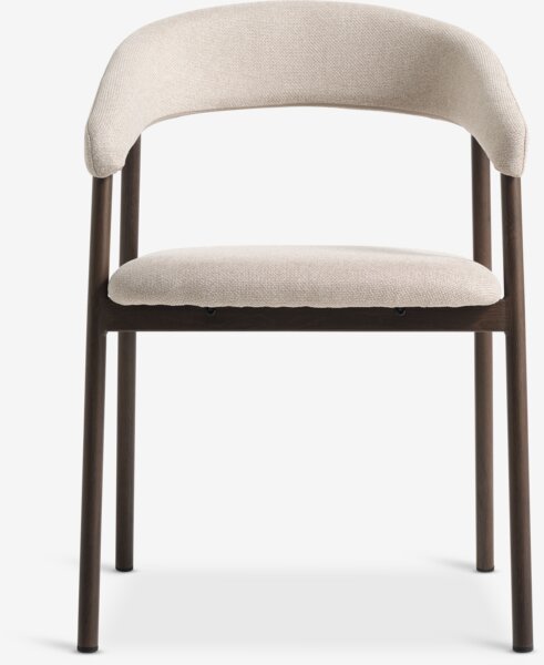 Dining chair EJSING beige fabric/dark oak